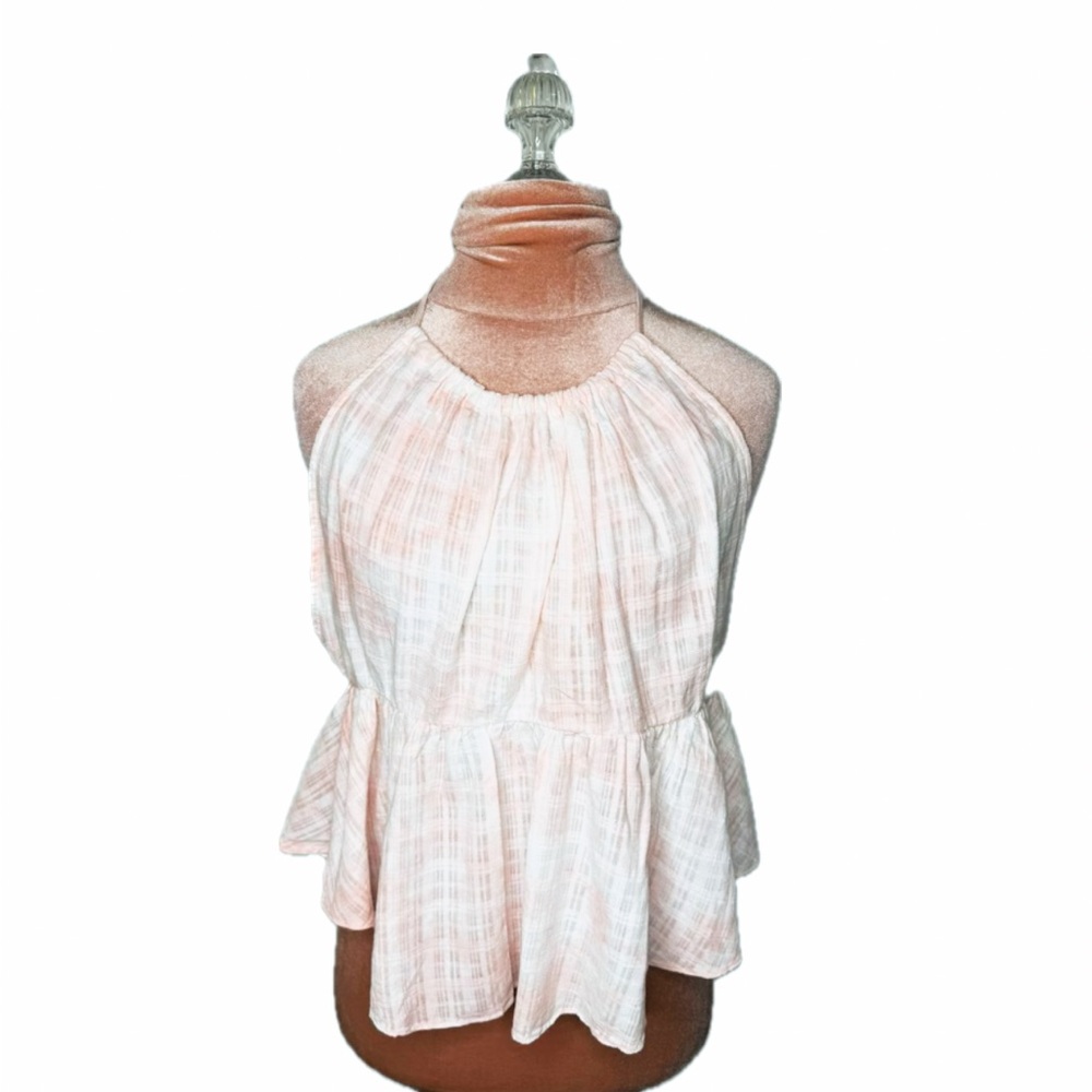 Peach Love California 100% Cotton Pink White tie dye Summer Top Size Medium
